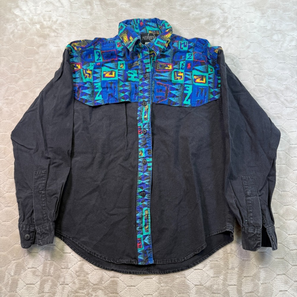 VTG Moonlighting Women's Aztec‎ Geometric Button Down Western Sz Med USA Made